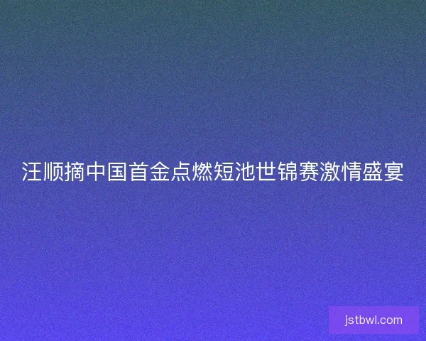 汪顺摘中国首金点燃短池世锦赛激情盛宴